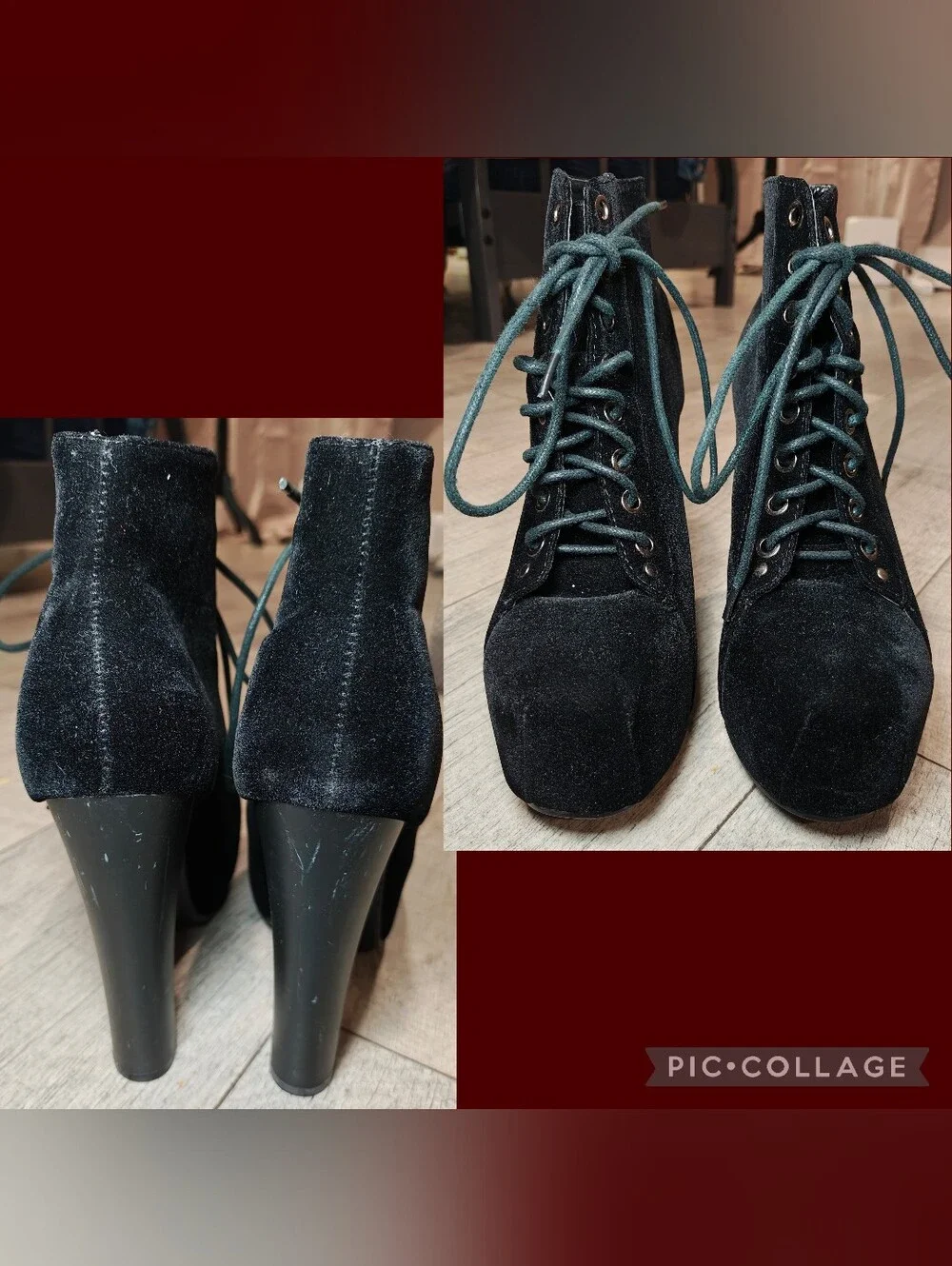 🖤Y2K Delicacy Black Velvet Platform Heel Boots🖤